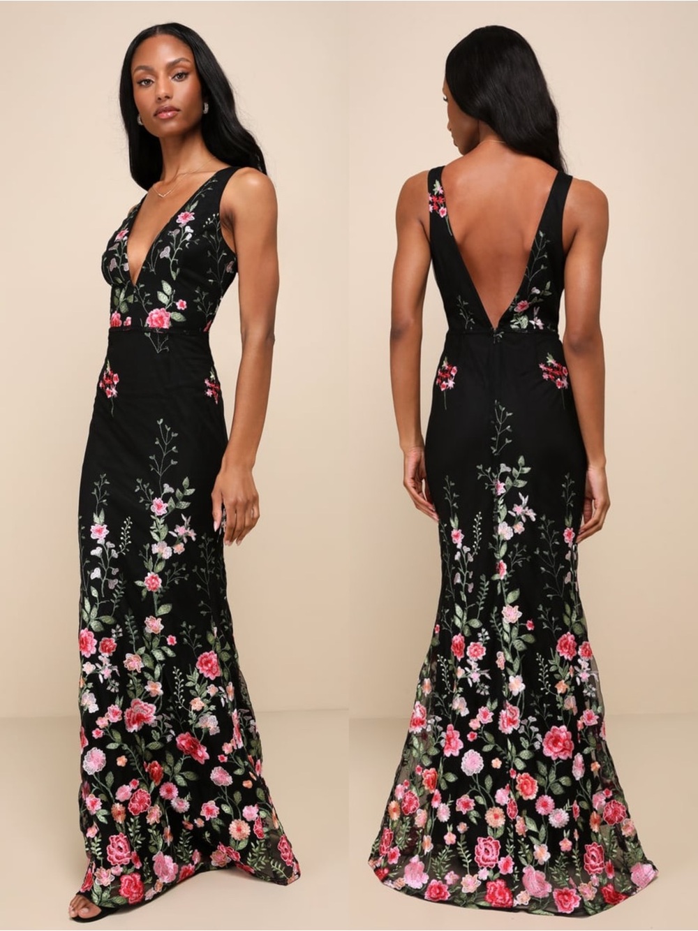 NWT LULUS Floral Embroidered Mesh Sleeveless Mermaid Skirt Whimsigoth Dress M - Picture 1 of 7